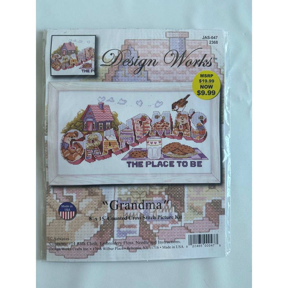 Design Works Grandmas The Place To Be Counted Cross Stitch Kit 2368 8x15 New USA